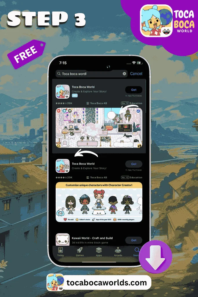 Select the official game developed by Toca Boca