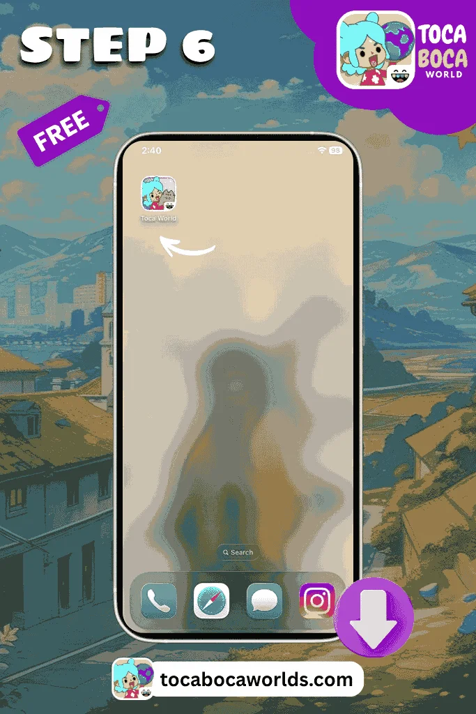 Open the game and start exploring the Toca Boca world